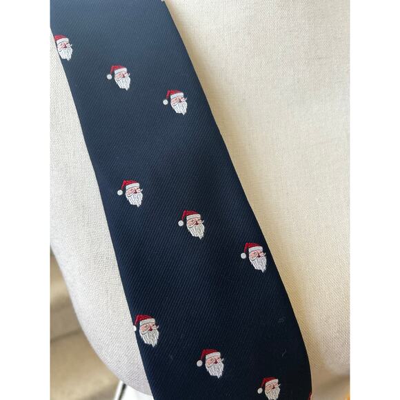Capecod Neckwear Navy Blue Santa Head Tie - Picture 2 of 5